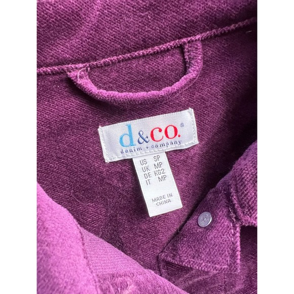 DENIM & CO WOMENS PURPLE STRETCH VELVETEEN PETITE JACKET NWOT SIZE S - Picture 4 of 7